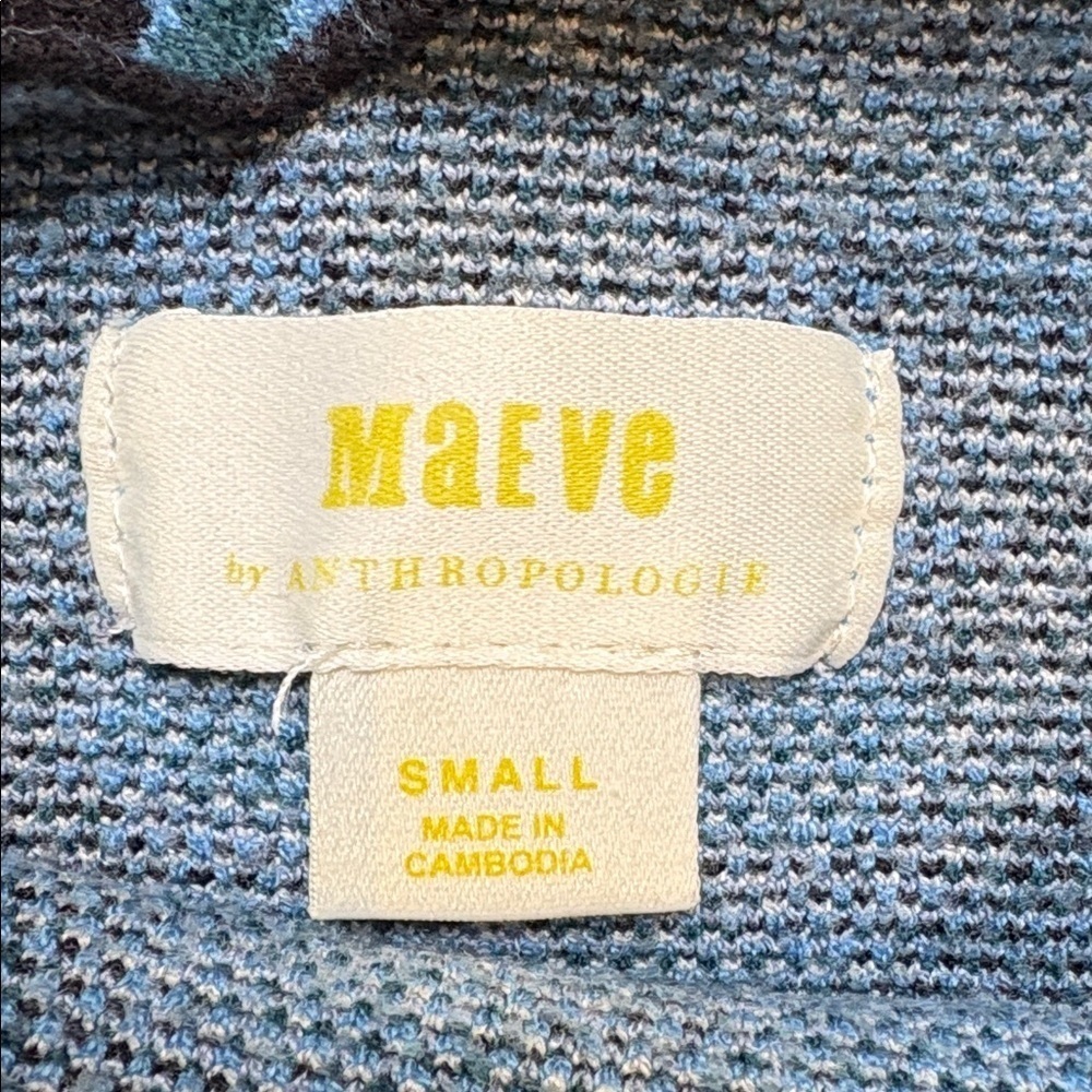 Maeve Anthropologie Carys Mock Neck Sweater cropped Pullover blue white Small S - Picture 6 of 8